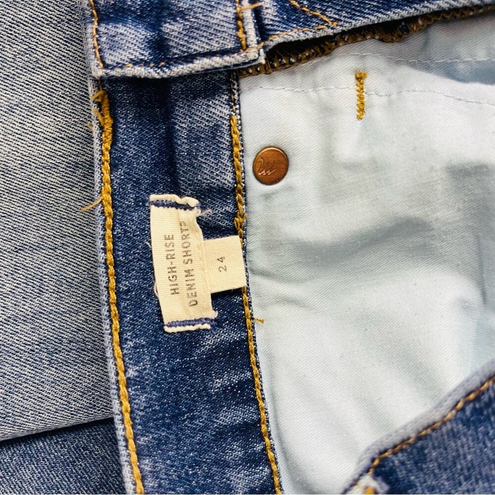 Madewell blue high rise denim stretch jean shorts 24 - Picture 3 of 3
